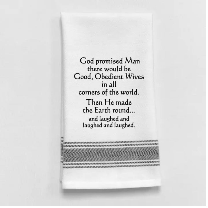 White Bistro Tea or Guest Towel for gifting  with fun quote about marriage