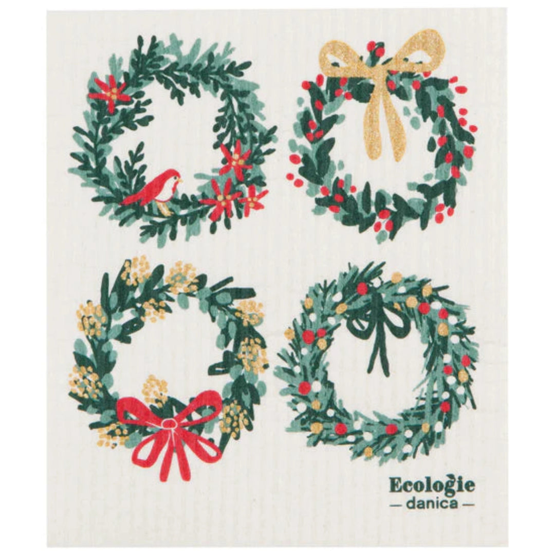 Holiday Wreaths - Swedish Dish Cloth