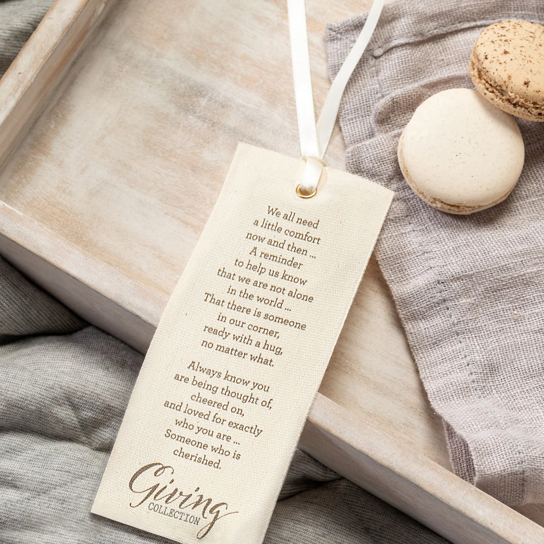 bookmark message of encouragement comes with gift boxed giving shawl