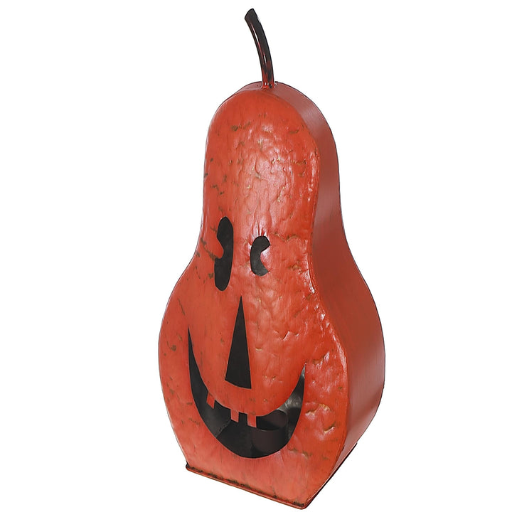 Rustic Metal Smiling or Winking Pumpkin Halloween Décor