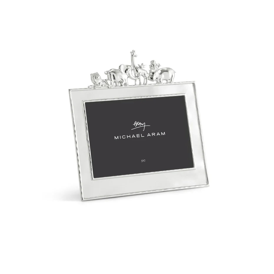 Michael Aram zoo animals nickel plated  photo frame for child, heirloom quality 5x7, 133232 side view