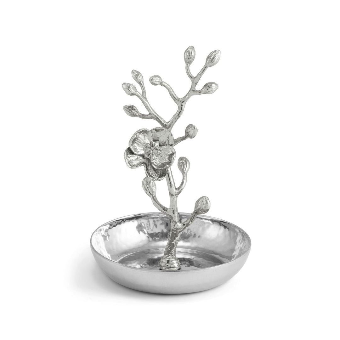 Michael Aram White Orchid Ring Catcher in silver tone.