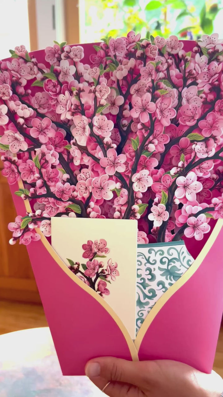 Pop Up Flower Bouquet Greeting Card - Cherry Blossoms