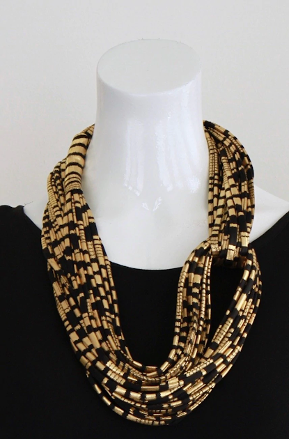 Necknots Glam Goddess Infinity Scarf / Necklace (Black/Gold Stripes Metallic)