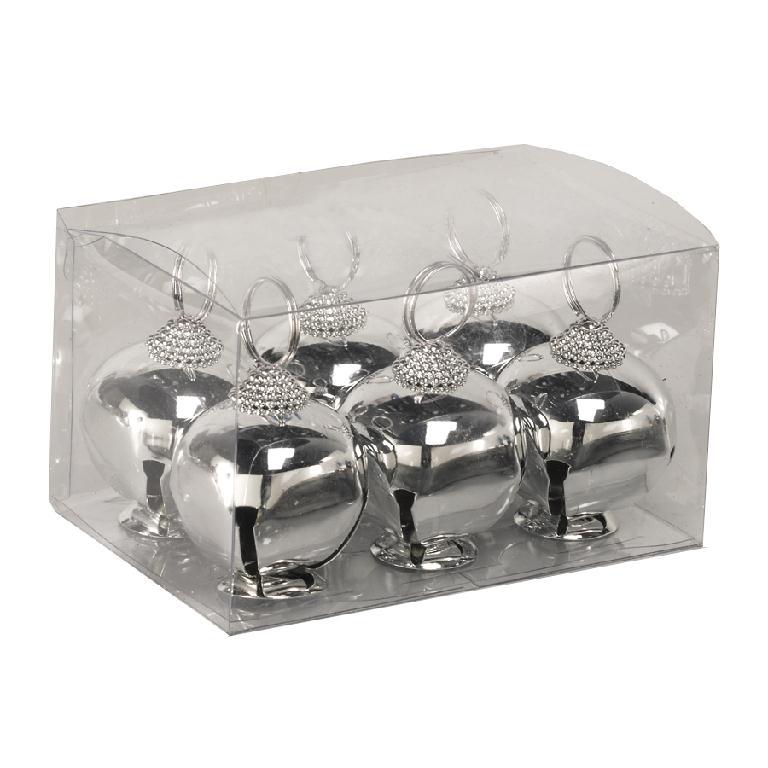  Silver Jingle Bell Place Card Holder Set