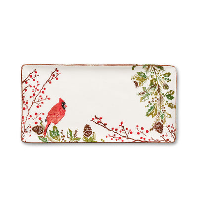 Pine & Cardinal Sm Rect Platter