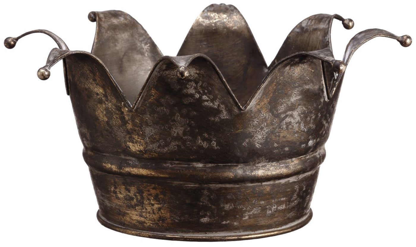 Antique Bronze Crown Planter 7"