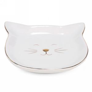 Cat Face Trinket Dish Gold Trim small decorative