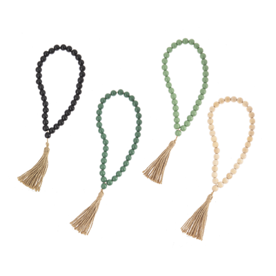 Wood Bead Loop With Tassel