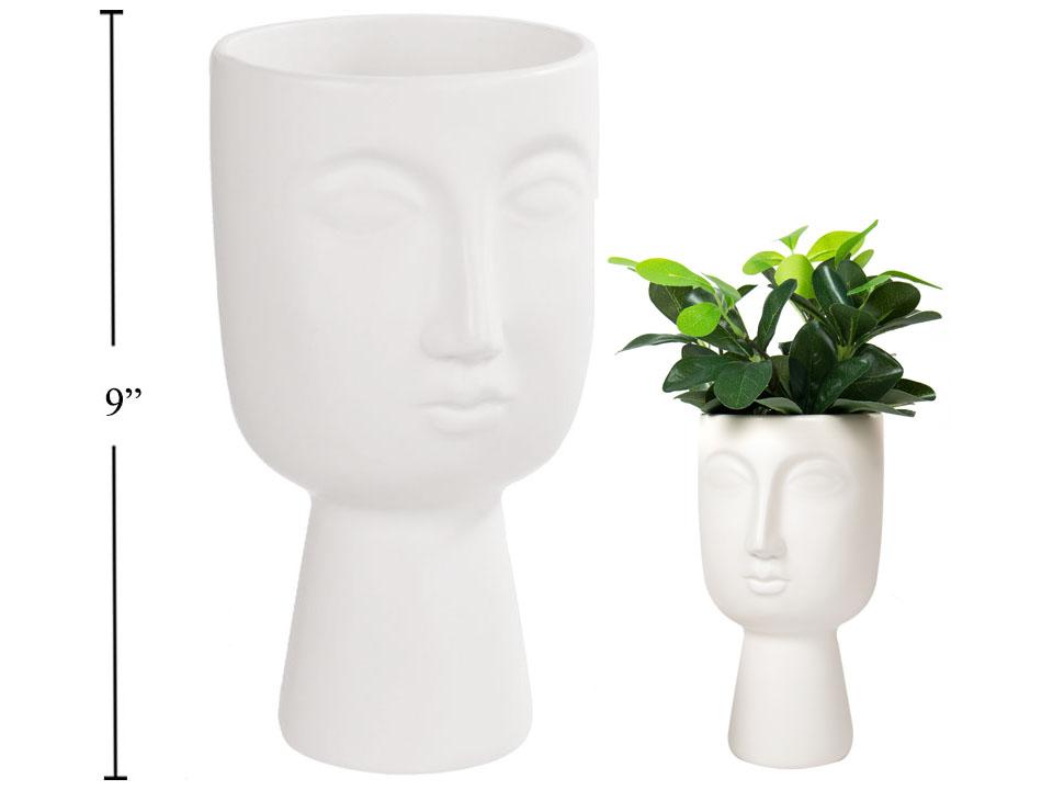 Footed Face Vase (Matte White)