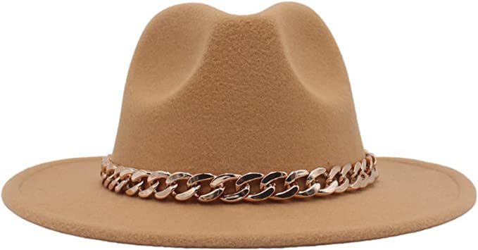 Fashion Fedora with Gold Chain Accessory