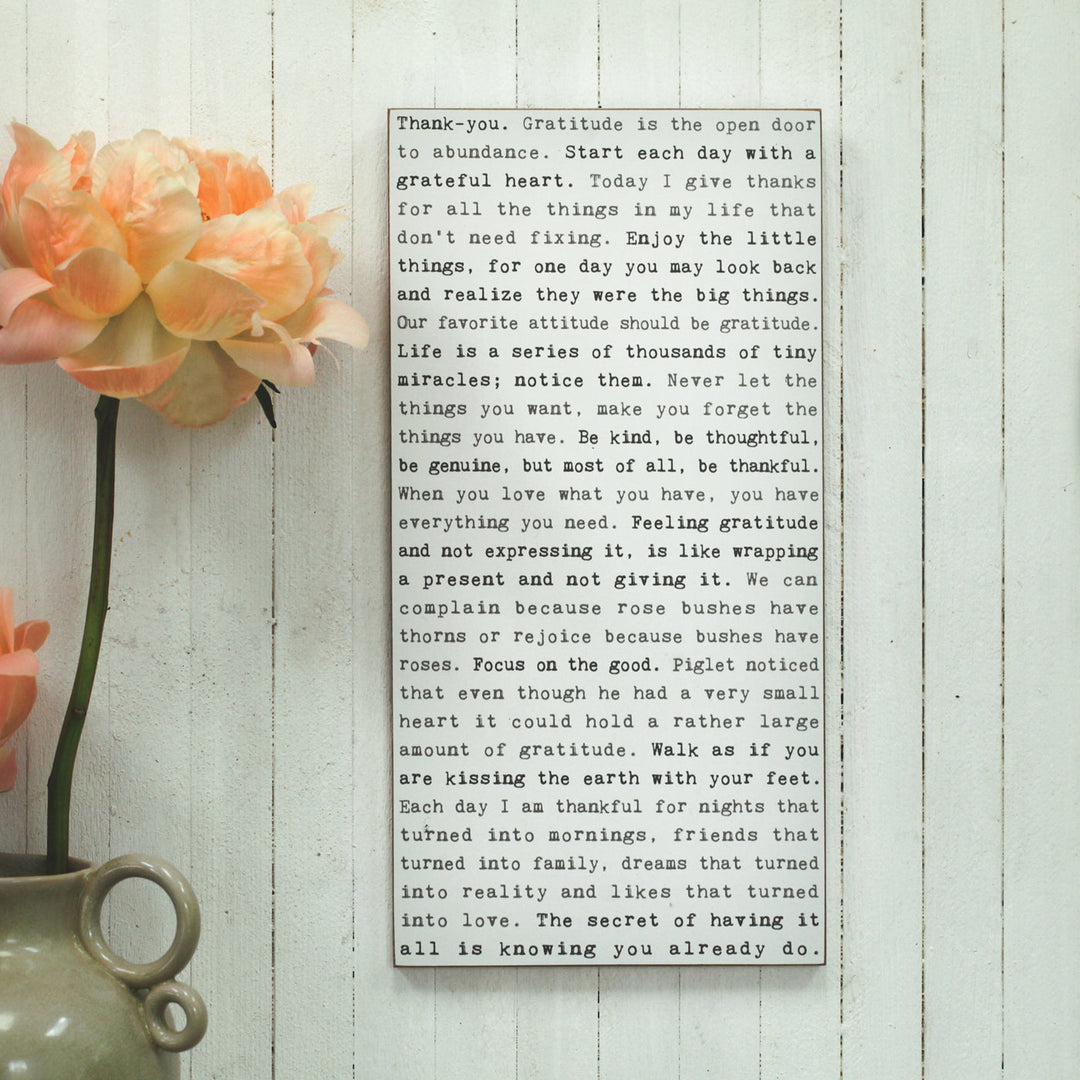 Cedar Mountain Studio Gratitude Typewriter Sign