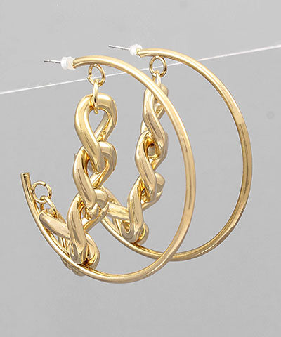 Chain & Circle Hoop Earrings