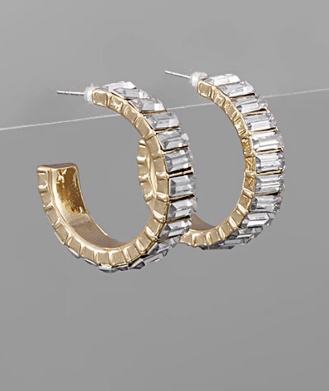 Baquette Crystals Hoop Earrings