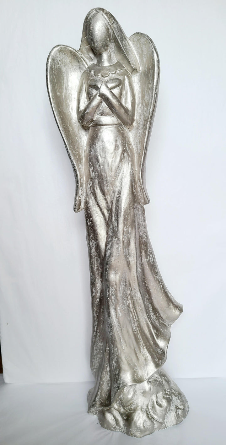 Silver Angel with Crossed Arms 24"