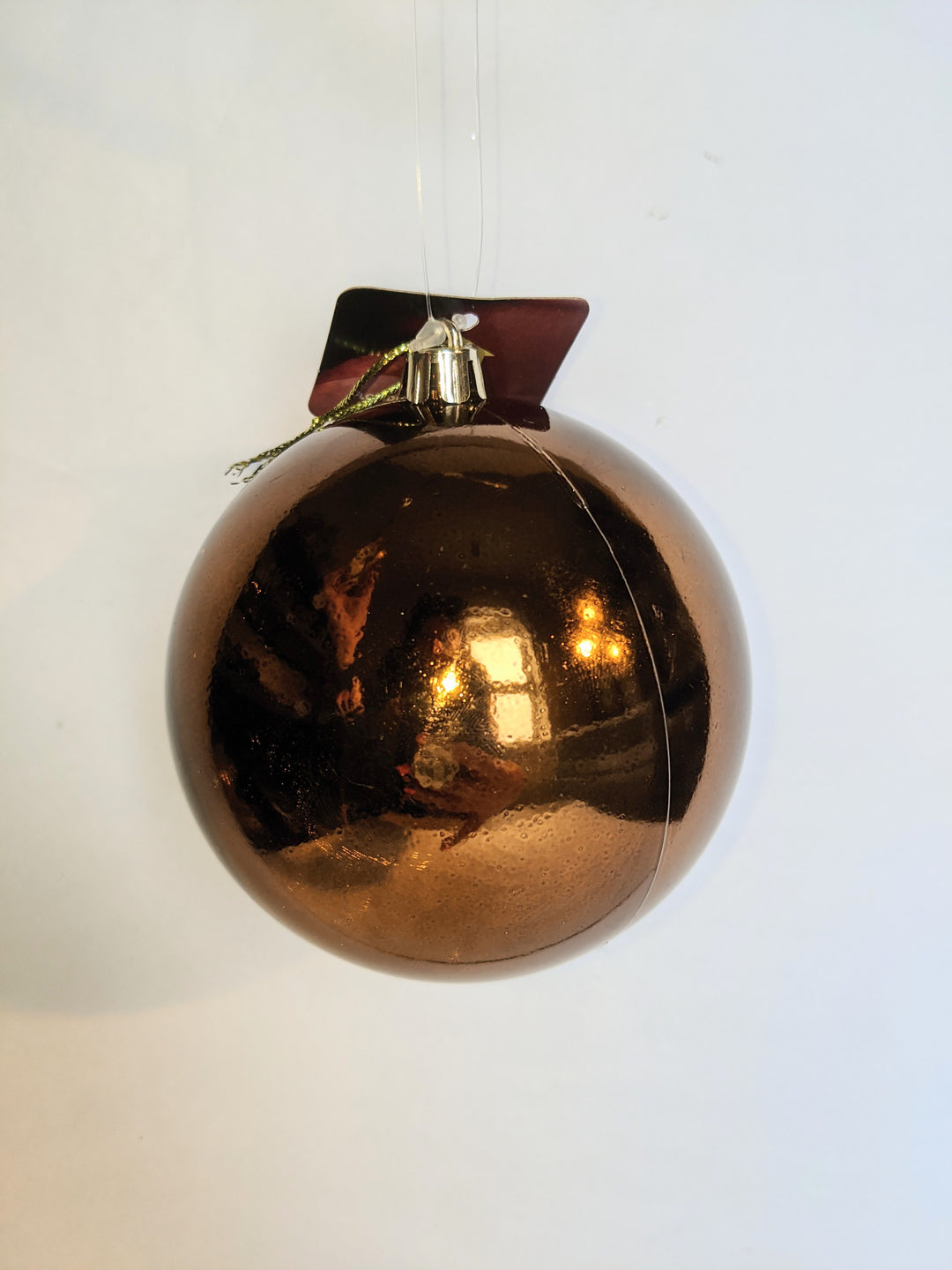 4" Shiny Ball Hanging Ornament (Brown)