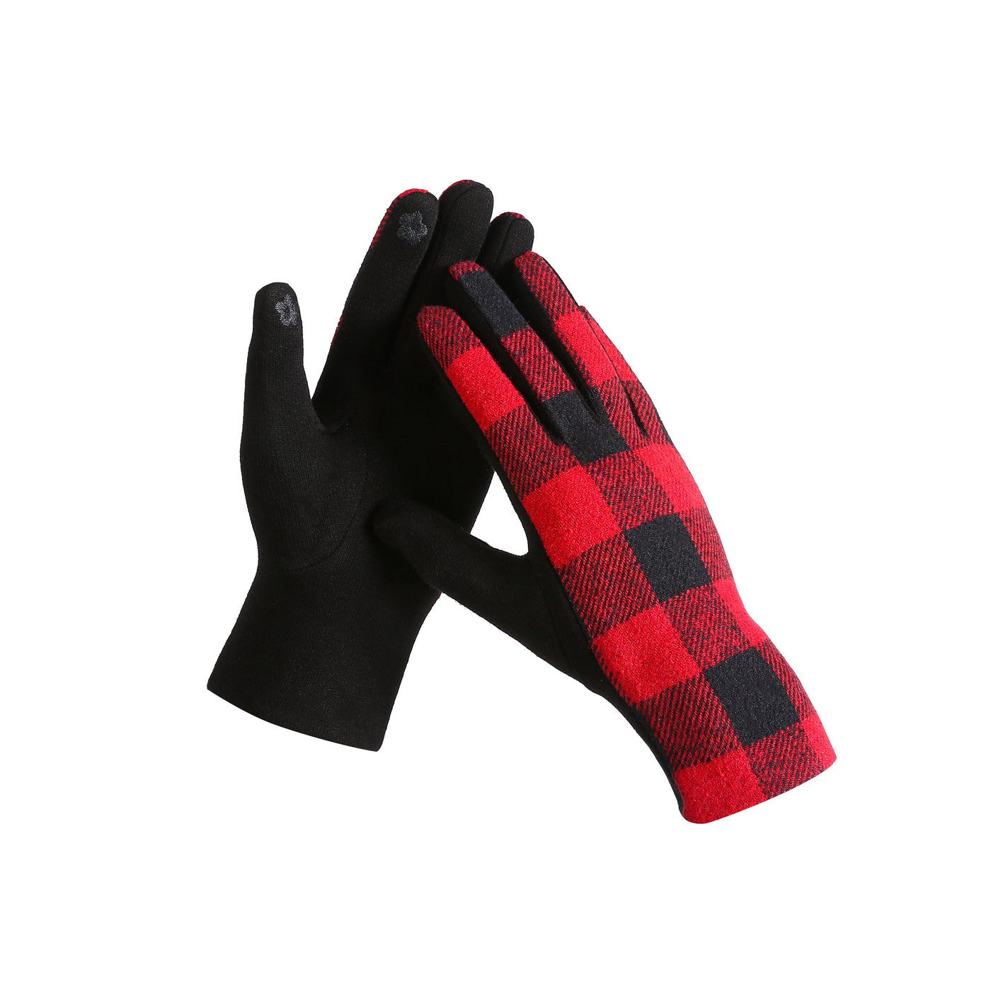 Women's Fashion Winter Gloves w/ Texting Finger - Buffalo Plaid