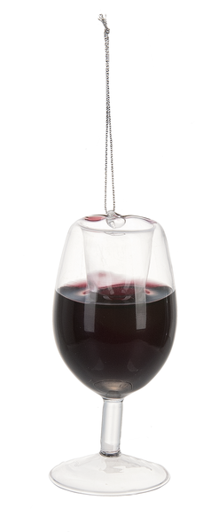 MERLOT WINE GLASS ORNAMENT WITH MOVING LIQUID