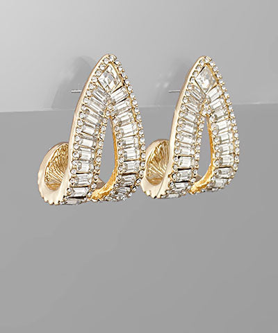 Curved Crystal Marquise Earrings