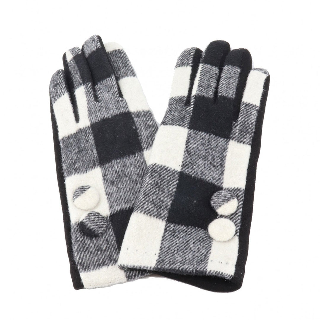 Women's Winter Black and White Plaid Gloves