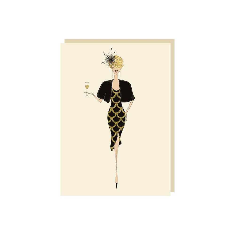 Chic Gal - Elegant Stole Gal Greeting Card 