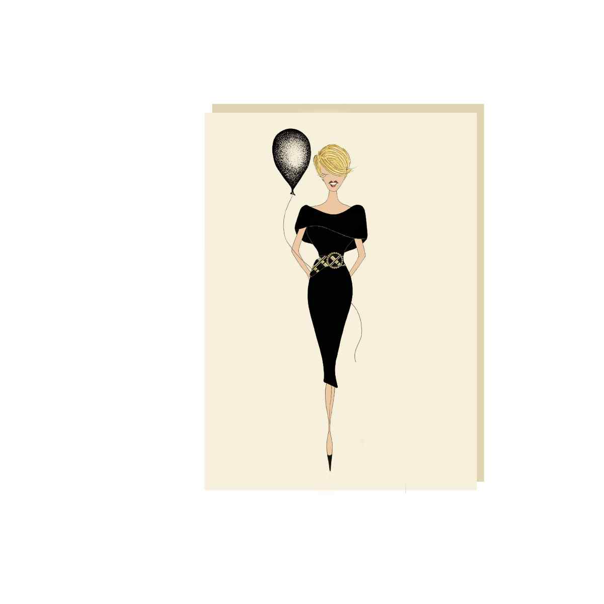 Chic Gal - Balloon Gal Greeting Card 
