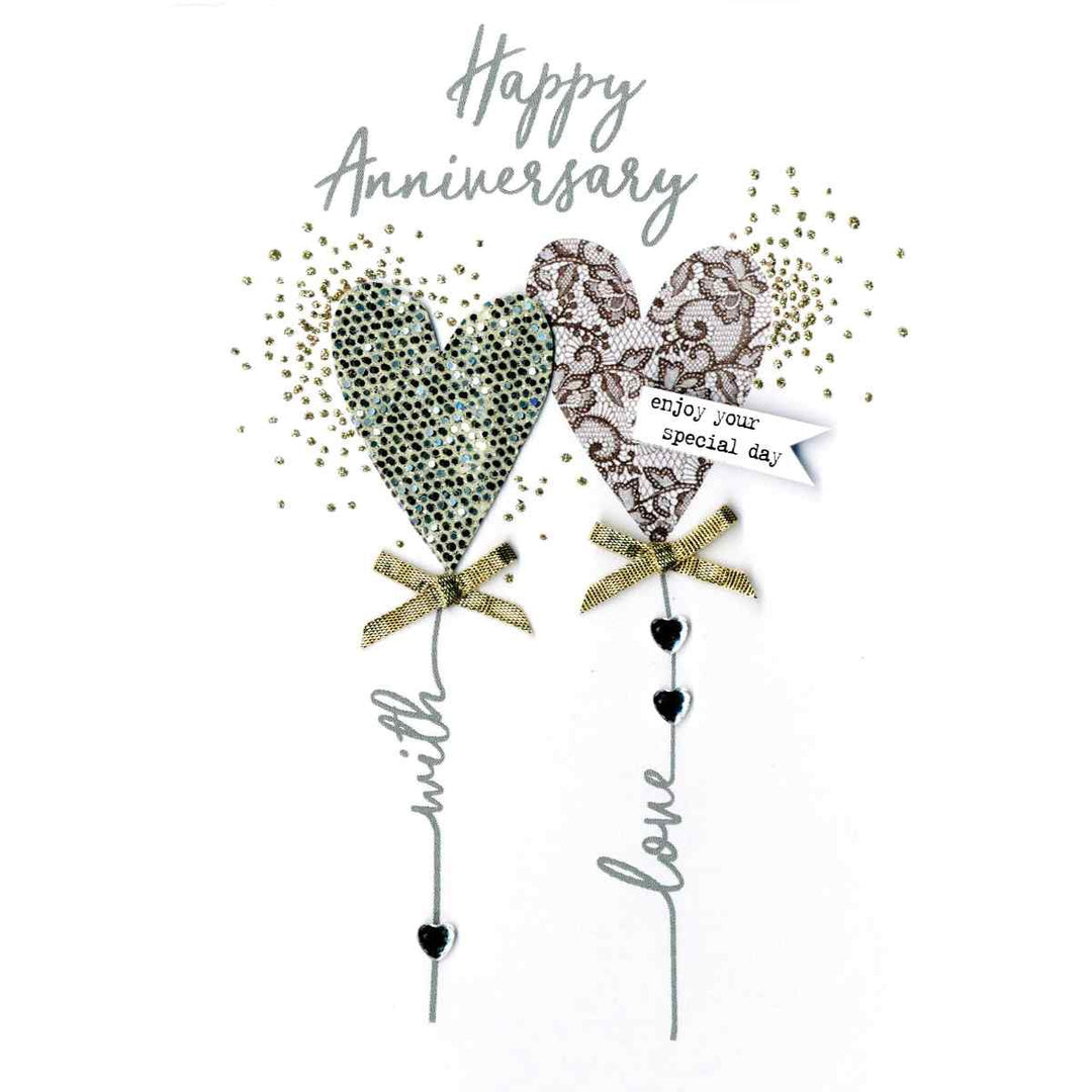 Happy Anniversary Hearts with Love Greeting Card