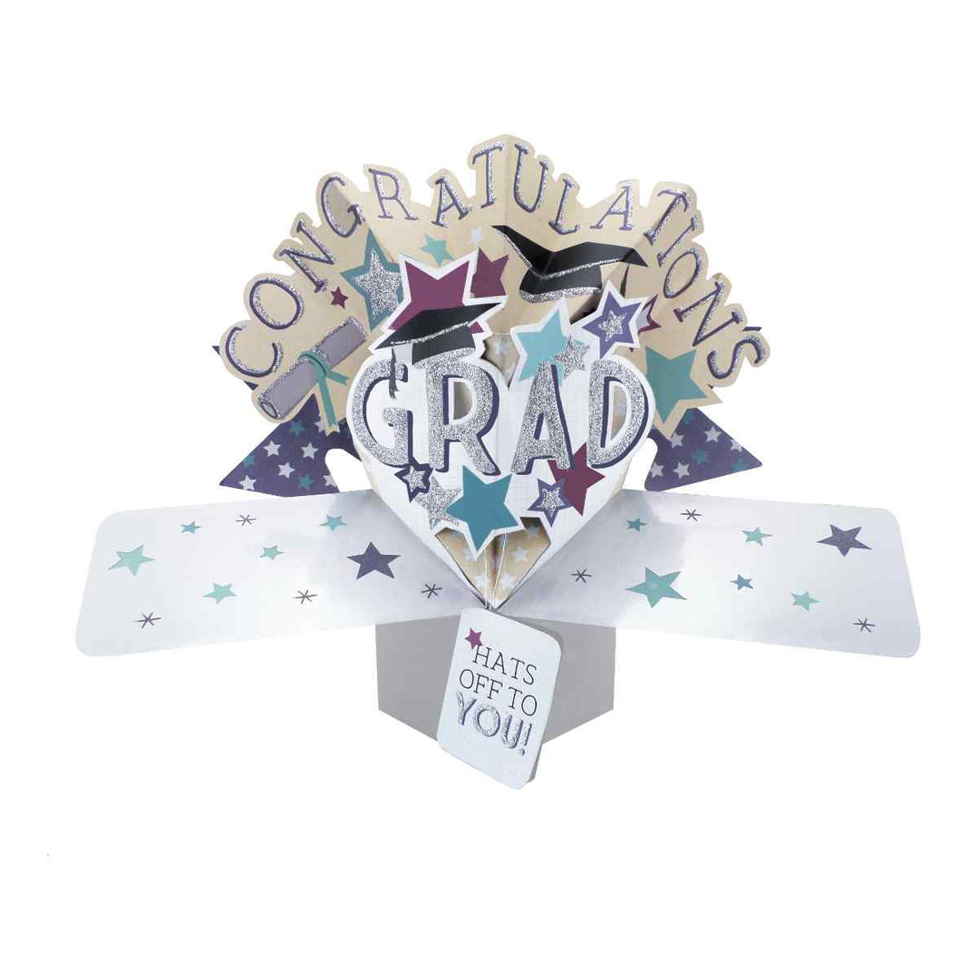 Pop Up Greeting Card - Congratulations Grad - Hats Off To You!