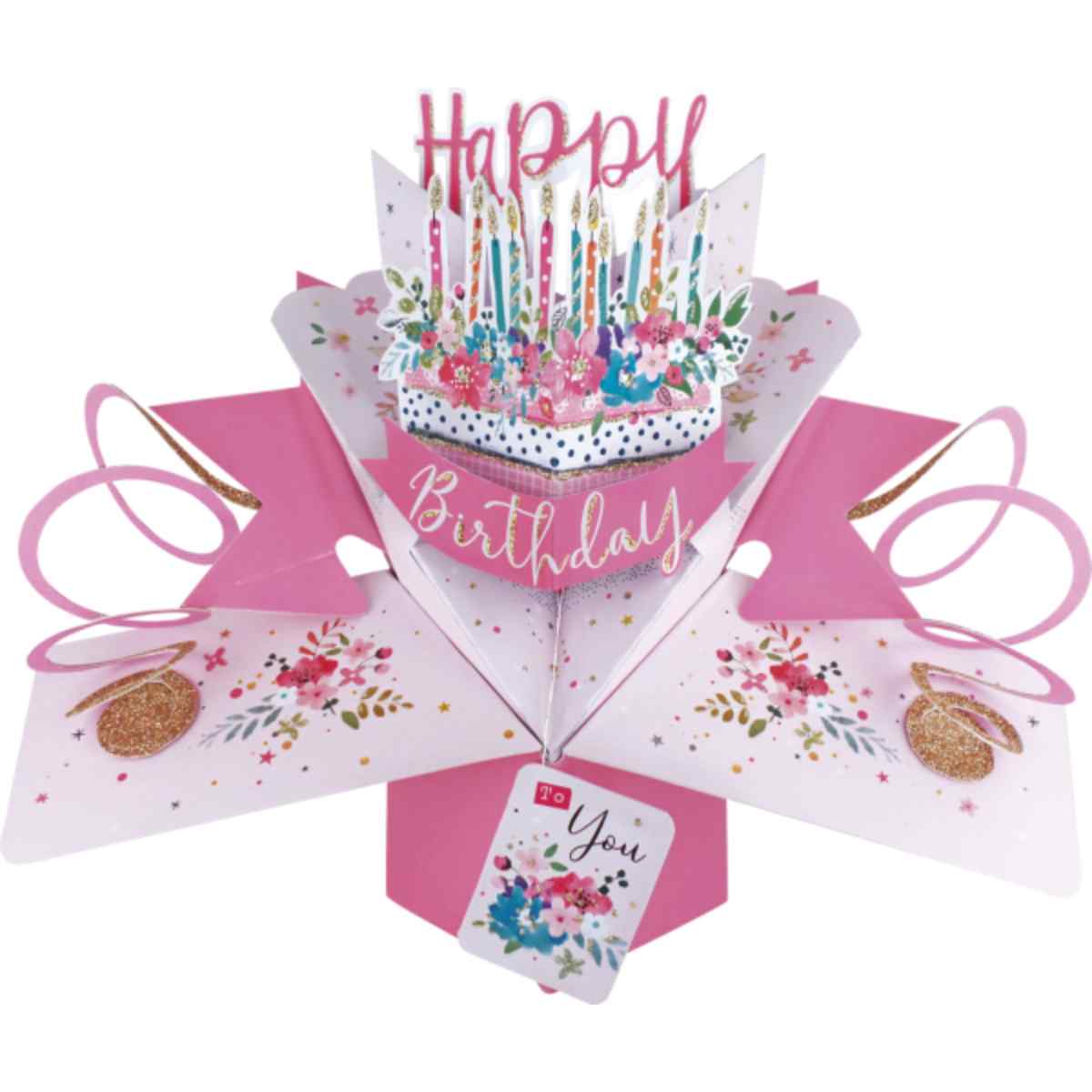 Pop Up Greeting Card - Happy Birthday To You - Cake
