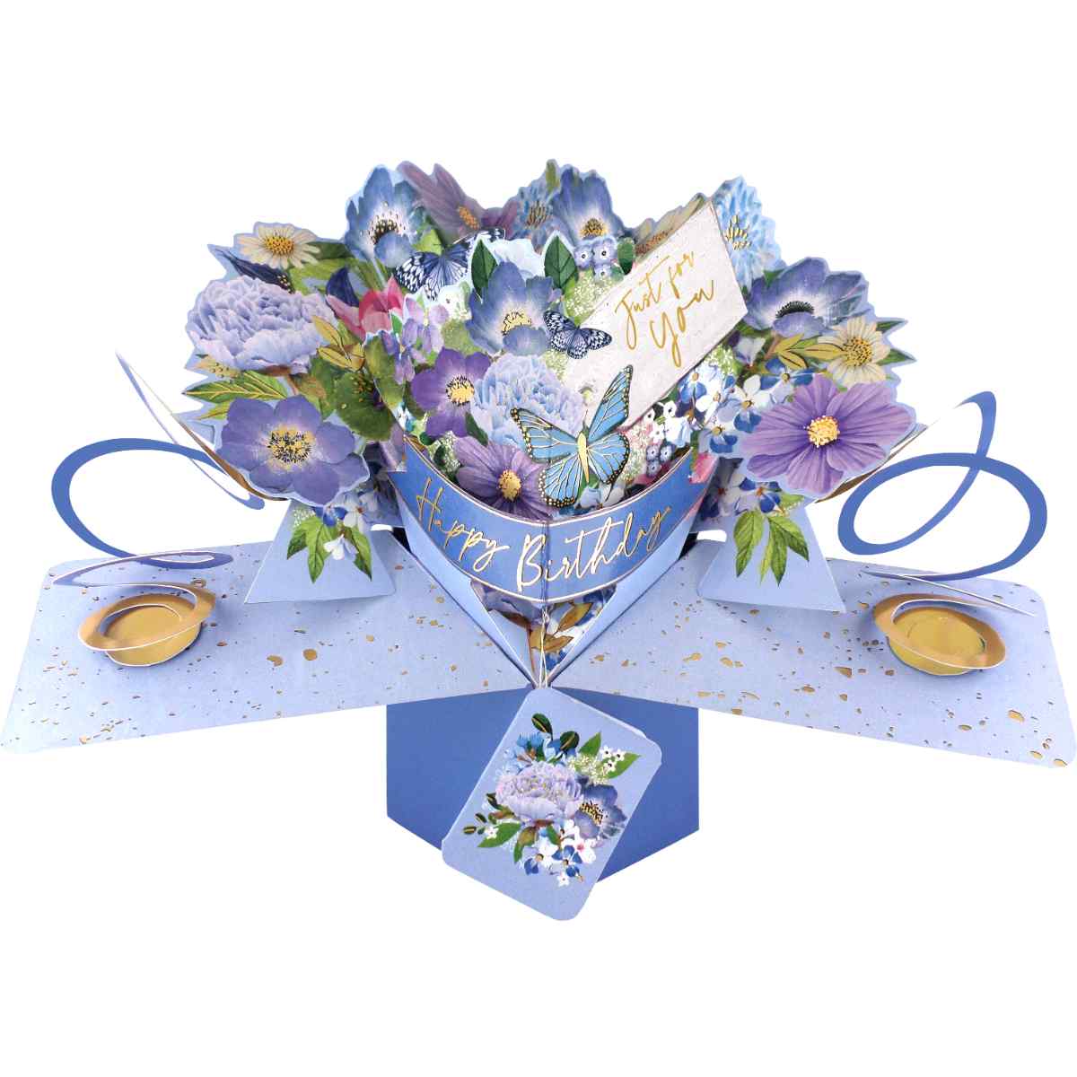 Pop Up Greeting Card - Just for you Happy Birthday - Flowers