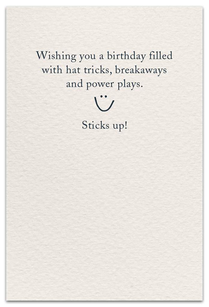 Cardthartic Greeting Card - Birthday Hockey theme - inside message