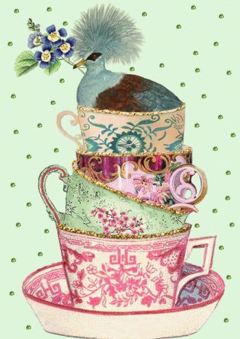 Madame Treacle Card - Stacked Teacups