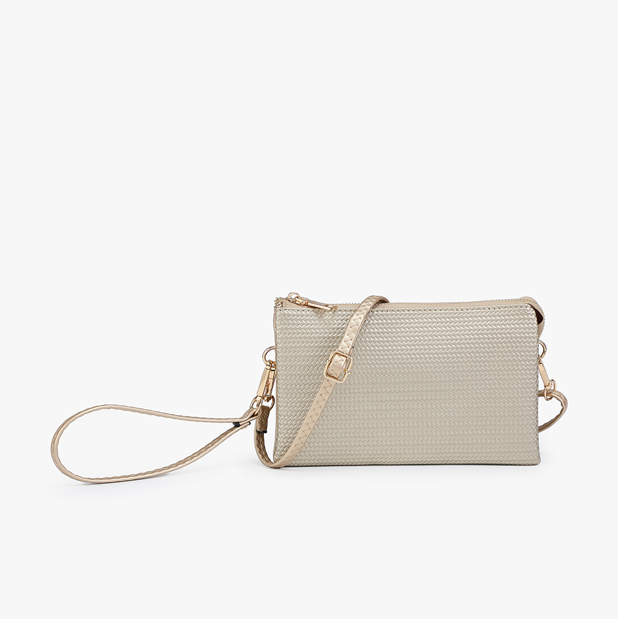 Riley Crossbody Clutch in Champagne Weave