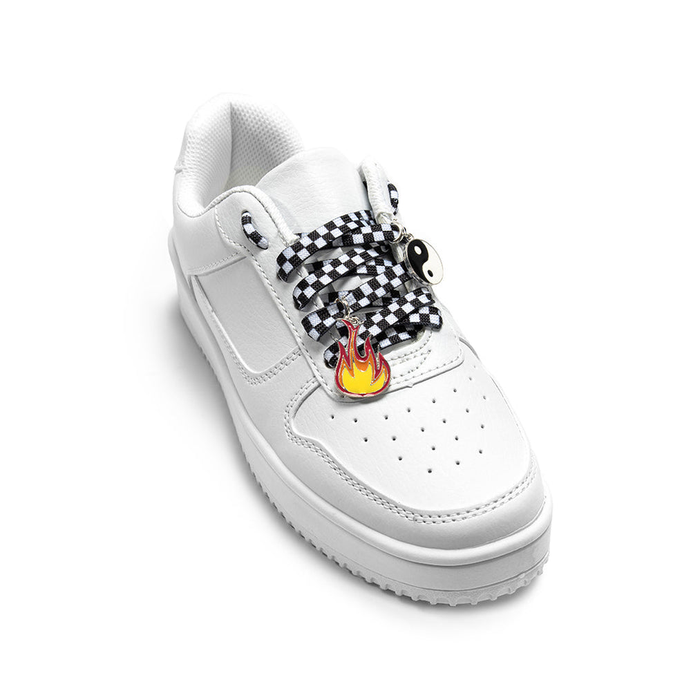 Cool Shoe Laces and Charm Set by Living Royal - Checkers