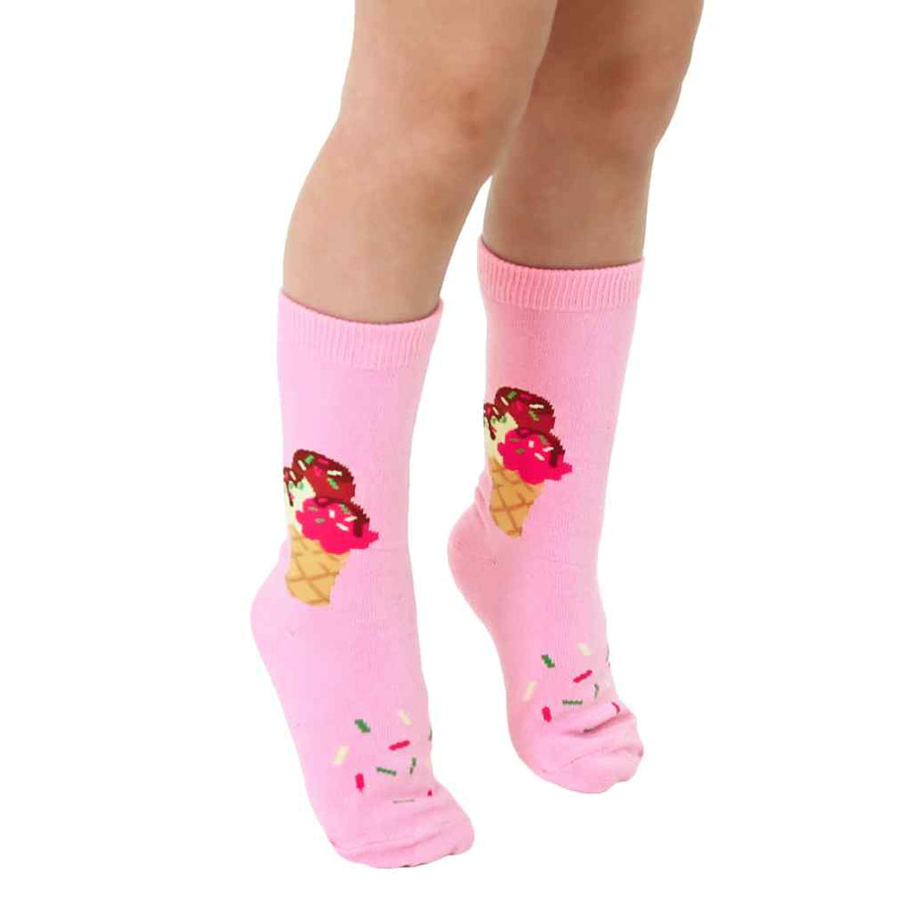 Ice Cream Fun 3D Kids Crew Socks by Living Royal