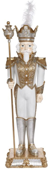 Spectacular White Gold and Silver Jewelled Soldier Nutcracker 5ft