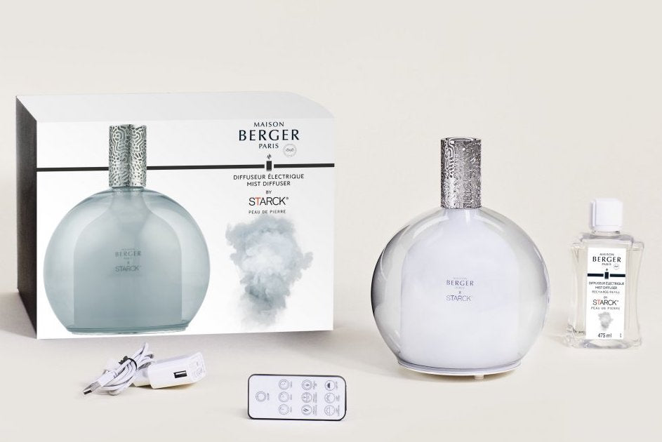 Starck Electric Mist Diffuser Gift Set Fragrance Peau De Pierre by Maison Berger Paris