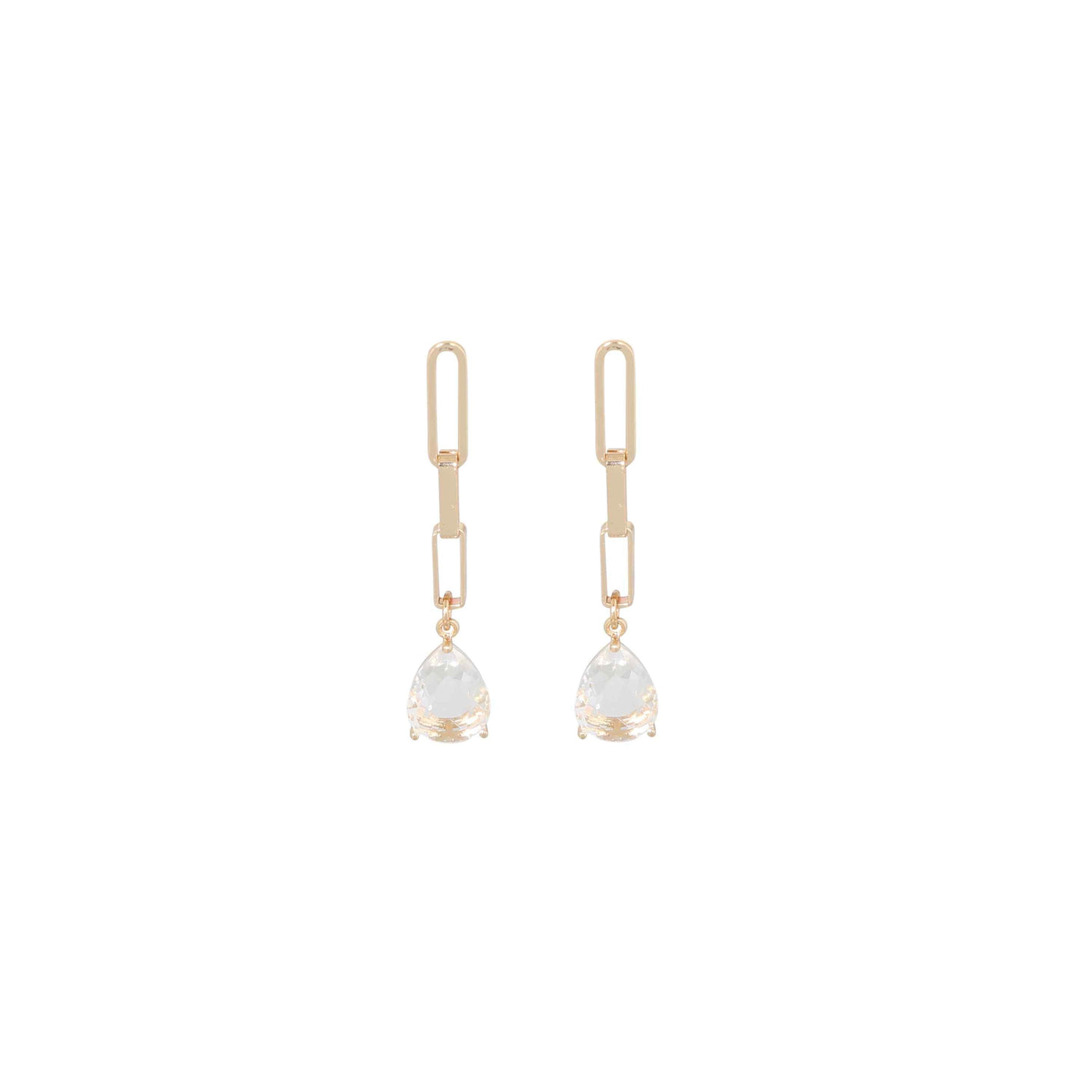 Merx - Paper Clip Earrings with Pendant Drop in Gold