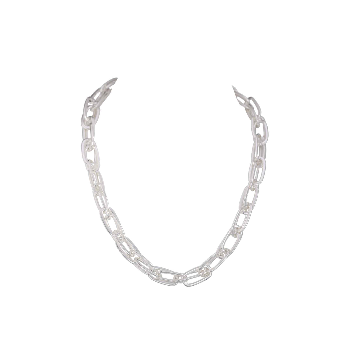 Merx - Fashion Short Silver Chain Necklace