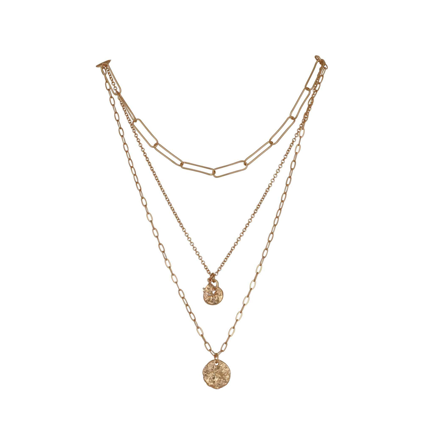 Merx - Short Mulit-Chain Necklace with Crystals in Gold