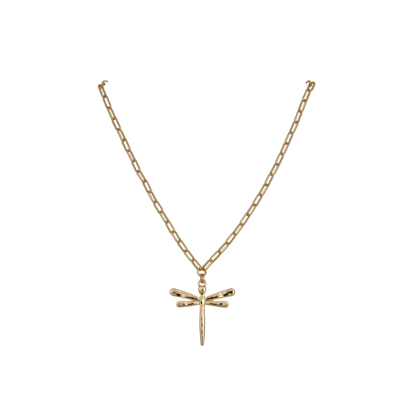 Merx - Fashion Chain Necklace with Dragonfly Pendant in Gold