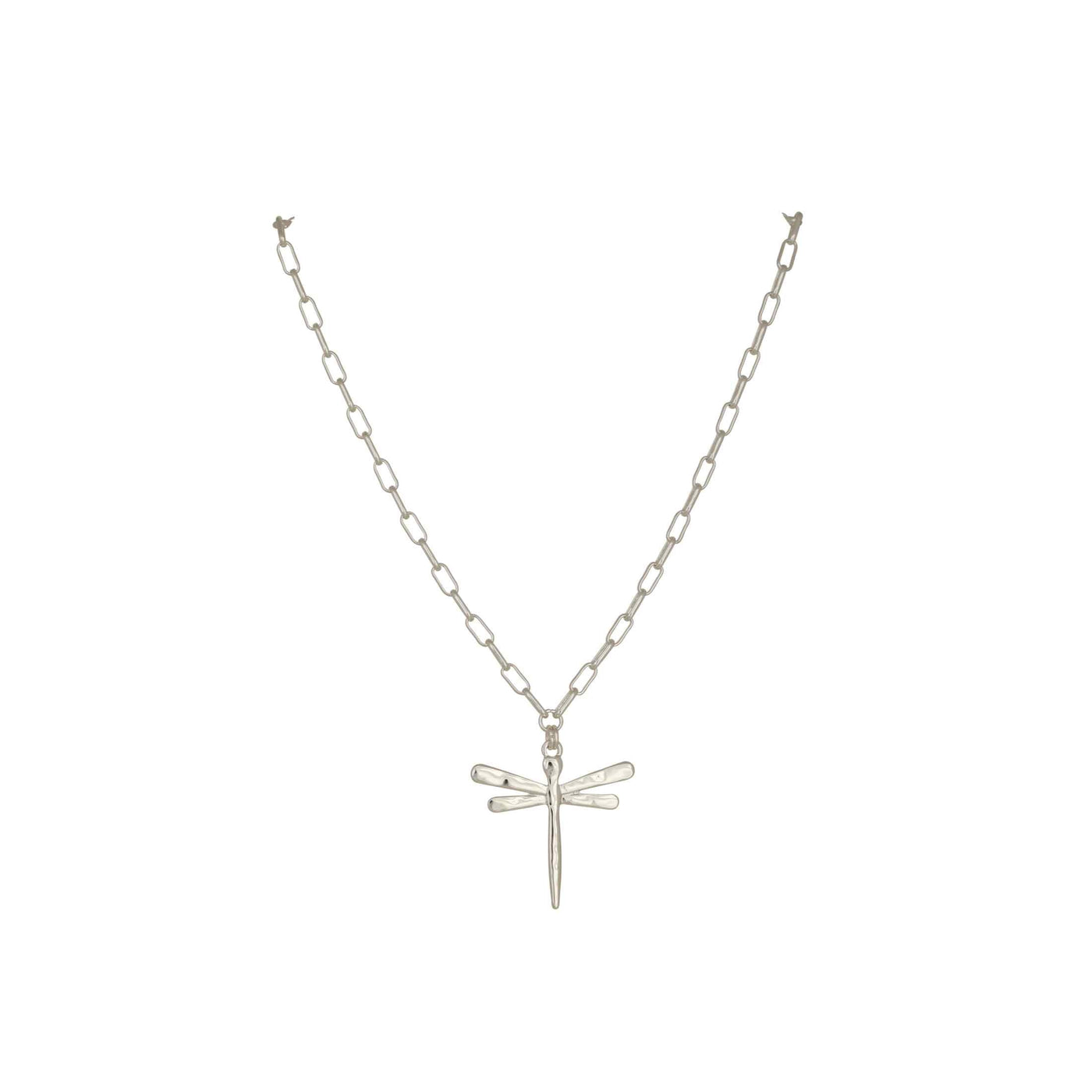 Merx - Fashion Chain Necklace with Dragonfly Pendant in Silver 