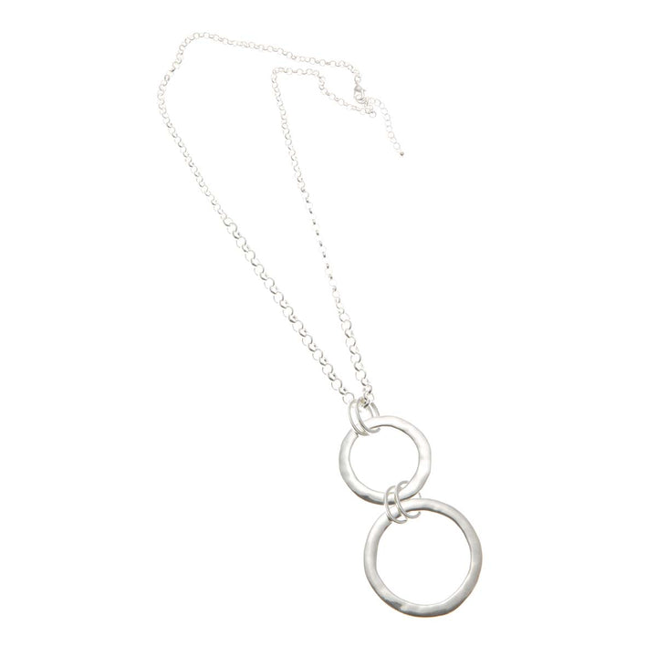 Merx - Silver Chain Necklace With Double Circle Pendant