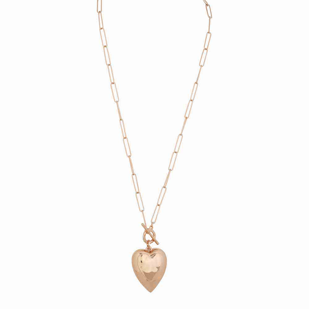 Merx - Paperclip Chain Necklace Gold with Heart Pendant