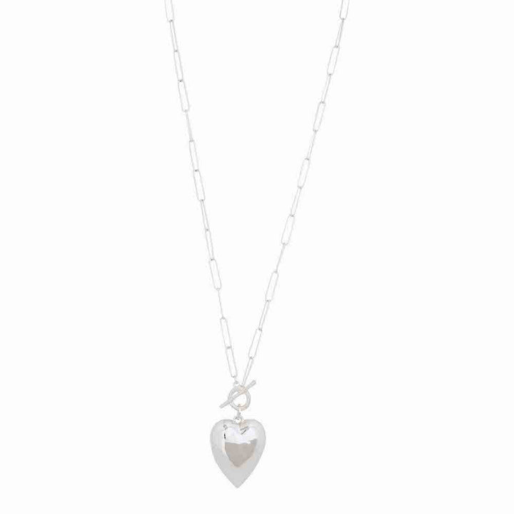 Merx - Paperclip Chain Necklace Silver with Heart Pendant