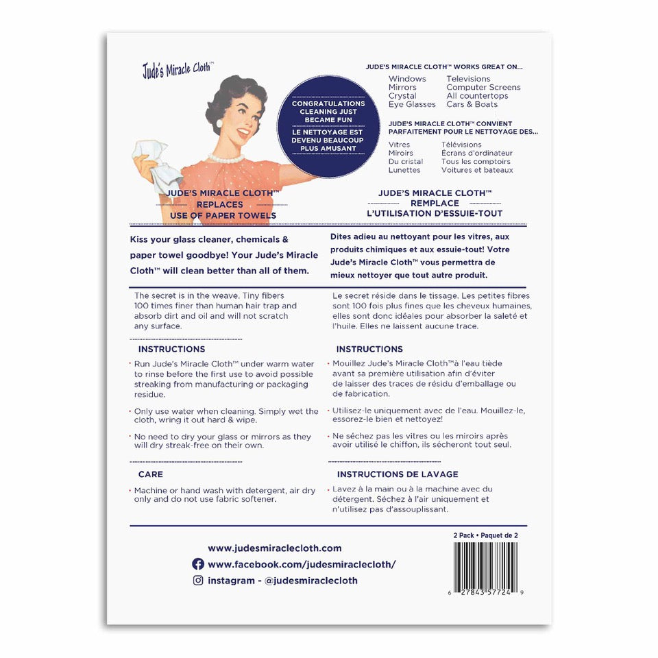 Jude's Miracle Cloth -  Eco-friendly Cleaning (2 pack)