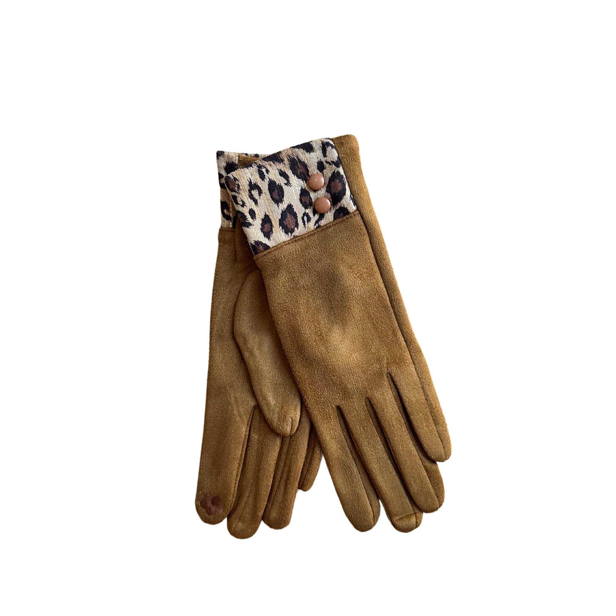 Leopard leather gloves sale