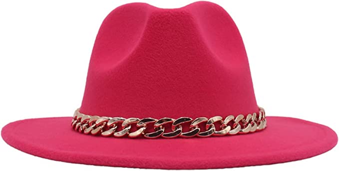 Fashion Fedora with Gold Chain Accessory