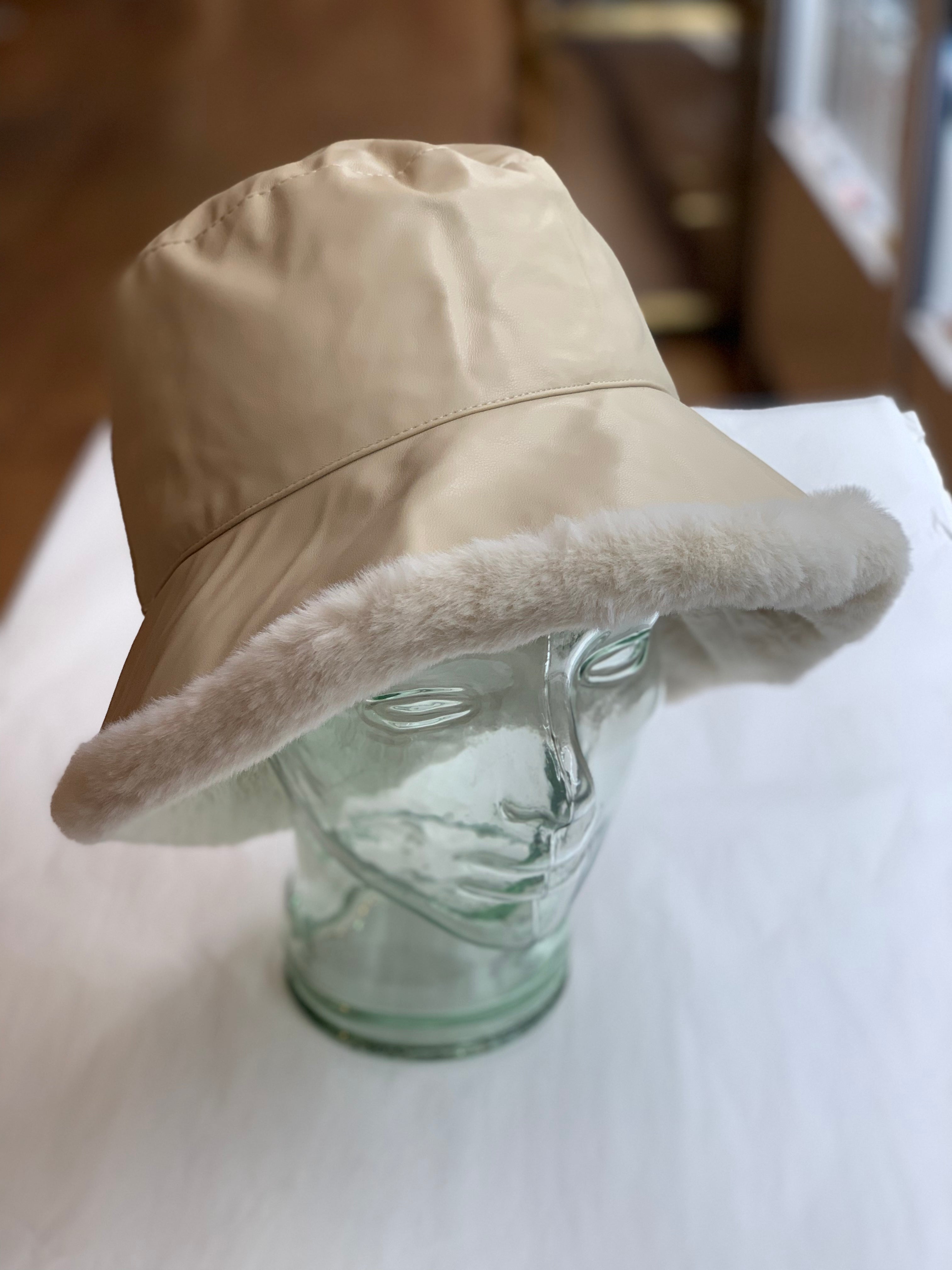 Women s Fashion Winter Vegan Leather Bucket Hat