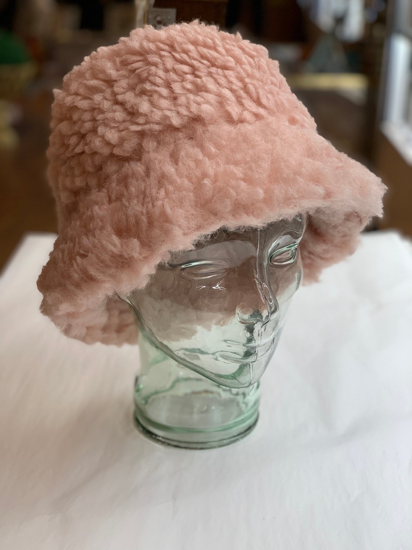 Women's Fashion Winter Hat - Pink with Faux Sherpa